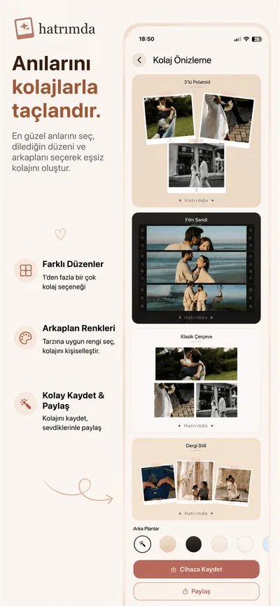 Hatırımda kolaj oluşturma ekranı